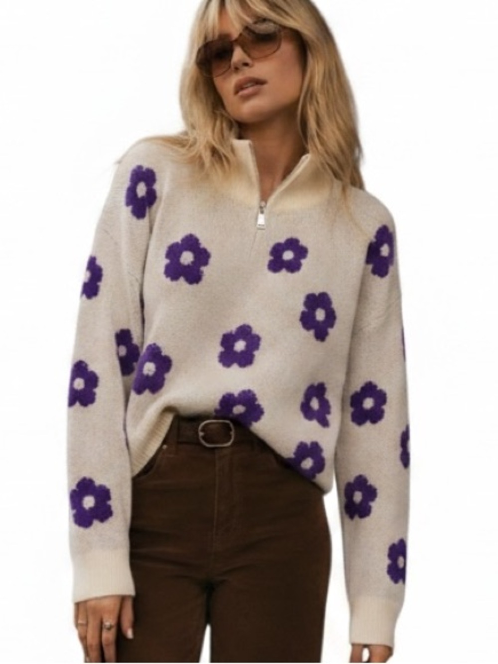 256:  BIBI NWT SWEATER PURPLE IVORY (H39)